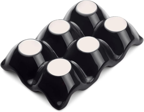 Flexzion Ceramic Egg Holder for Fridge, 6 Cups Egg Tray, Decorative Serving Dish for Kitchen Storage