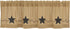 Pine Valley Quilts Country Primitive Burlap Valance Curtain, Star and Pip Design, 16x90