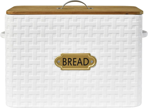 Countertop, EMAX HOME Extra Large Space Saving Farmhouse Bread Box With Wood Lid - Vertical Breadbox Bread Storage Bin