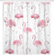 ArtSocket Shower Curtain, Watercolor Bath Pink Flamingos with Grey Polka Dots, Polyester Fabric Waterproof 72 x 72