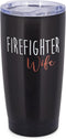 Dicksons Red 20 Ounce Stainless Steel Travel Tumbler Mug with Lid, Firefighter Wife