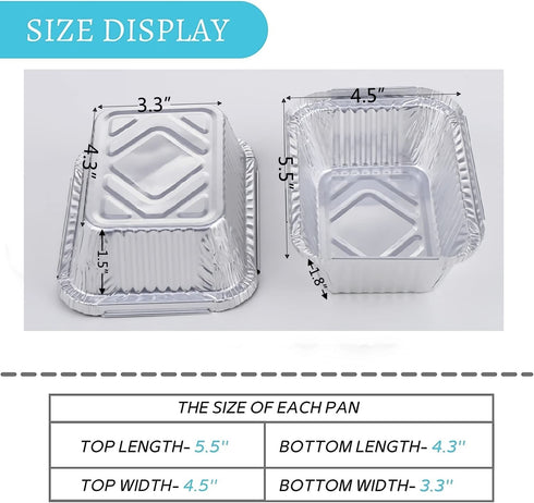 Small Aluminum Pans with Lids (40 Pack - 5"×4") 1 LB Capacity Disposable Tin Foil Pans for Cooking Baking Party Meals
