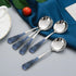 Stainless Steel Coffee Round Spoon - 4 Set of 6 Inches Korean Dessert Spoon with Hexagonal Pattern for Home or