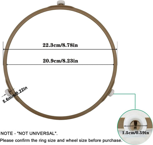 Microwave Turntable Ring, 8.7 Inch Tray Roller Support Ring, Large Glass Plate Tray Wheel Ring (2 PCS), Roller Height