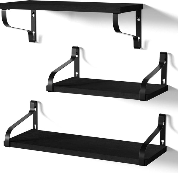 Love-KANKEI Floating Shelves Wall Mounted Set of 3, Large Wood Wall Shelves