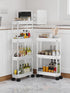 Sooyee 4 Tier Slim Storage Cart, Mobile Shelving Unit Organizer for Kitchen, Bathroom, Laundry, White Plastic & Steel