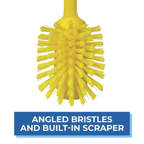 Vikan Yellow Dish Brush, Scraping Edge, Medium, 11", PP/PBT