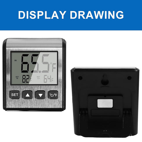 2 PCS Fridge Refrigerator Thermometer Freezer Digital Thermometer Temperature Big LCD Stainless Panel Room Temperature Monitor with Max/Min Temperature Records