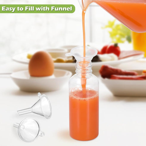 24 Pack 2 oz Shot Bottles with Caps, Mini Reusable Plastic Ginger Shots Bottle Leakproof Juice Shot Bottles with Lids