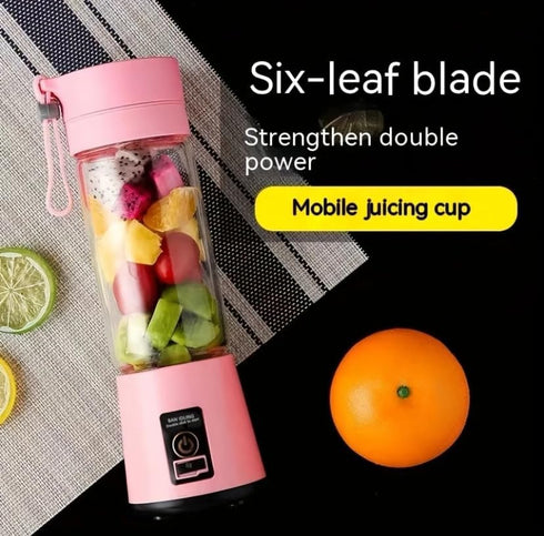 E&M's Portable Blender & Juicer Combo, USB Rechargeable, Pink, Medium