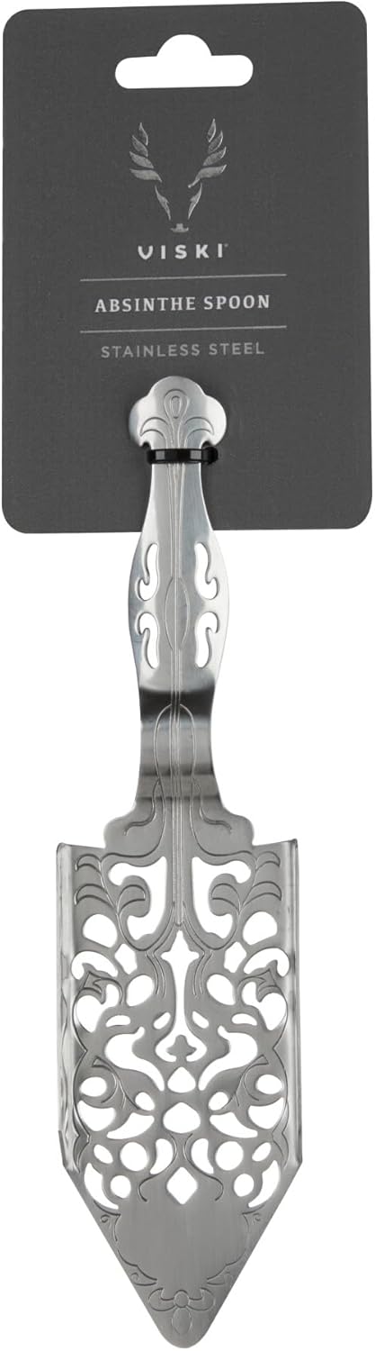 Viski Vintage Style Absinthe Dripper Spoon, Dishwasher Safe Stainless Steel Set of 1, Silver