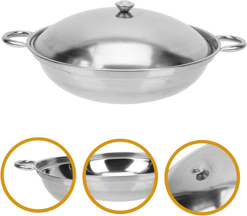Zerodeko Stainless Steel Griddle Set, Asian Noodles Saute Pan with Lid, Non Stick Skillet for Camping