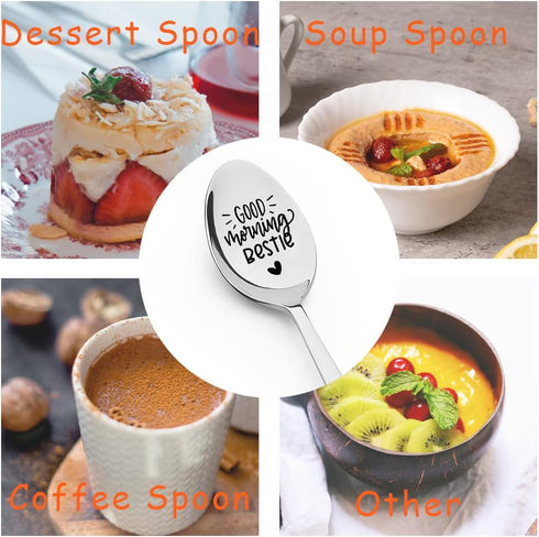 Best Friend Bestie Gifts - Good Morning Bestie Spoon for BFF Coffee/Tea Lovers - Christmas/Birthday Gift