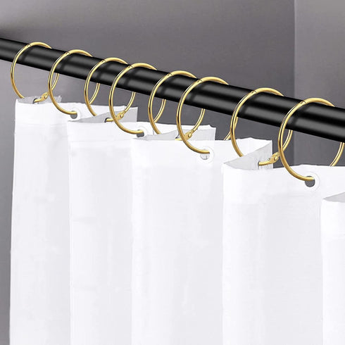 24 Pack Shower Curtain Rings, Rust Proof Hooks for Bathroom, Circular Decorative Metal Rings (Gold)