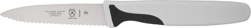 Mercer Culinary M19901P Millennia Paring Knife, 3-Inch Slim Serrated, Black Handle