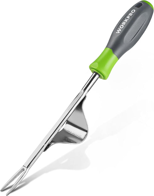 WORKPRO Weed Puller Tool, Heavy Duty Stainless Steel with Soft Handle for Easy Weed Removal & Root Digging