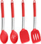 P&P CHEF Red Cooking Utensils Set of 4, Heat-proof Silicone Turner Spoon for Nonstick Cookware, Dishwasher Safe