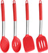 P&P CHEF Red Cooking Utensils Set of 4, Heat-proof Silicone Turner Spoon for Nonstick Cookware, Dishwasher Safe