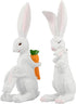 2Pcs Easter Bunny Decorations - White Resin Easter Rabbits with Carrot, Decorative