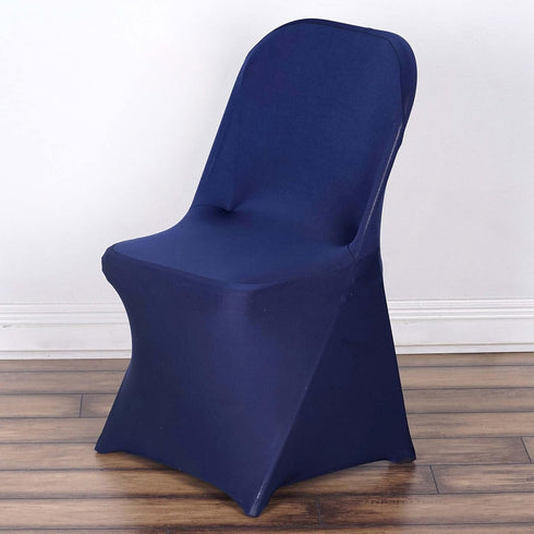 Efavormart 5 PCS Navy Premium Spandex Stretch Folding Chair Cover, Fitted Folding