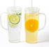 GOSCHE Glass Cups with Lids and Straws, 24oz Clear Iced Coffee Cups