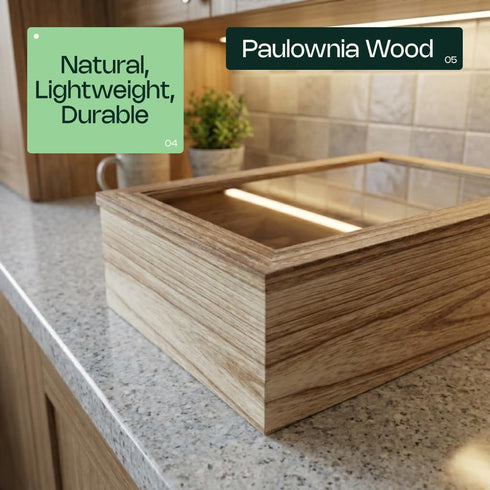 Cherim Counter Wooden Bread Box for Kitchen Keeps Bread Fresh Longer, Large Bread Storage Container with Acrylic Window