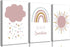 3 Pcs Boho Nursery Canvas Wall Art You Are My Sunshine Pink