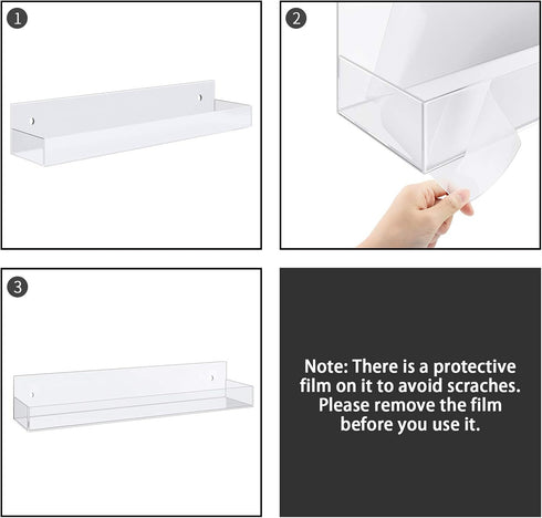 VAEHOLD Adhesive Acrylic Spice Rack with Nano Double Sided Tape, Wall Mount Organizer for Kitchen Cabinet Door - 2 Pack
