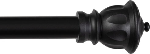 Kenney Kiera Crown Adjustable Curtain Rod, 28 to 48 Inches, Extendable Set, Matte Black