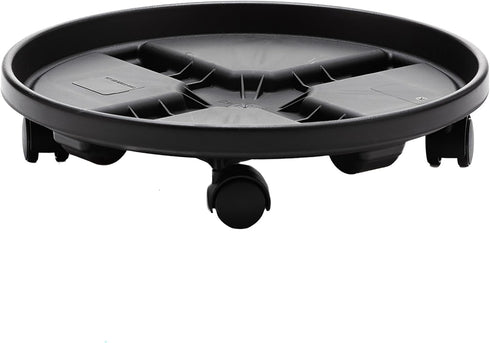 Bloem 16" Black Round Planter Pot Caddy with Wheels, 150lb Capacity