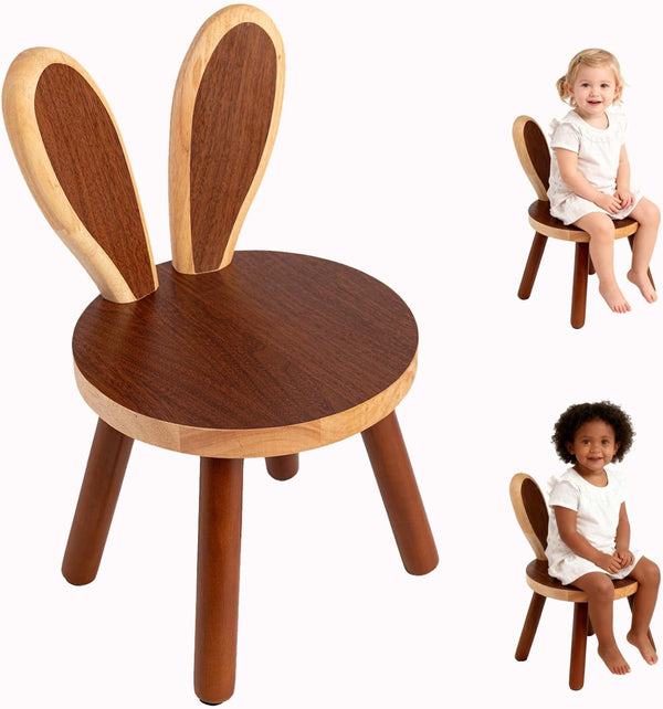 XXYOUPIN Bunny Chair for Kids 1-4 Years, Wooden Base with Removable Cushion,Anti-Tip Toddler
