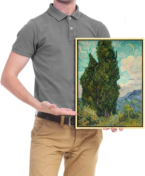 Wieco Art Framed Wall Art Cypresses, Van Gogh Giclee Canvas Print for Modern Home Decor
