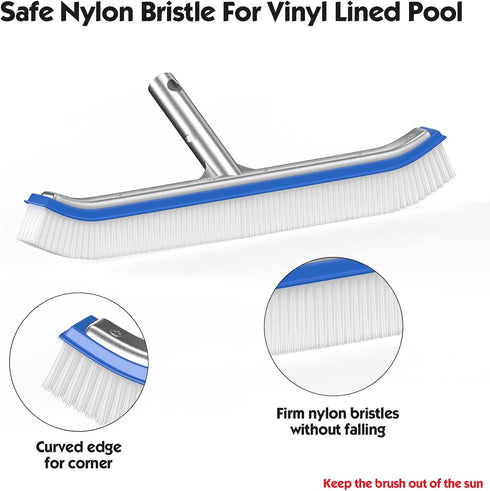 Swimming 6FT,18" Swimming 6FT Swimming Pool Brush with Pole Pool Brush Head with Nylon Bristles Aluminum Back