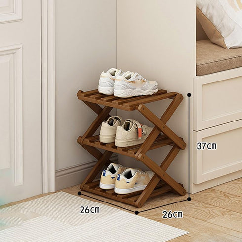 Closet (Tawny-3 YYW Bamboo Shoe Rack for Entryway,Installation-Free and Foldable Vertical Shoe Storage Organizer,Free