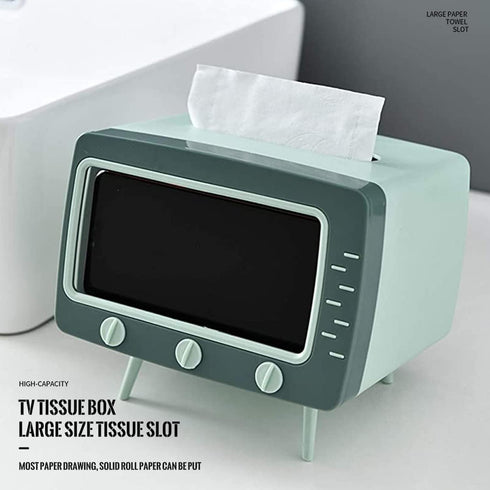 SGVAHY Retro TV Tissue Box Holder - Cute and Practical Cover, Cell Phone Holder for Bathroom, Kitchen, Bedroom (TV