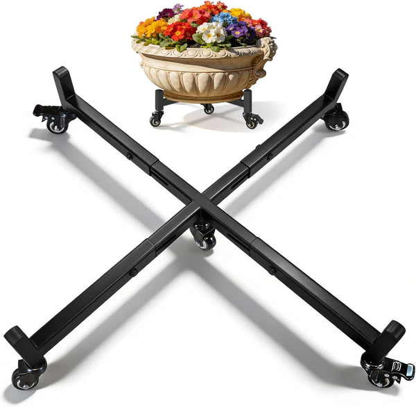 LLAXERGU Plant Caddy with Wheels, Adjustable 22" to 30" Plant Stand Indoor Outdoor