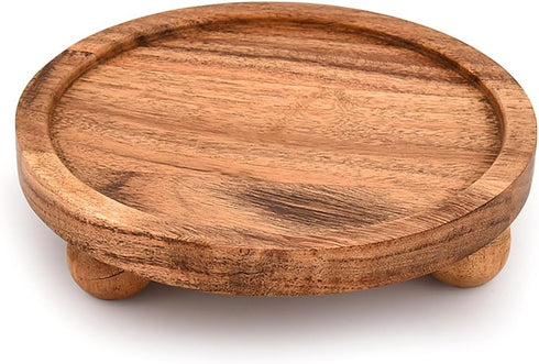 Mahasu Counter (6" 6" 1.5") (Set 2) Display Stand Acacia Wood Round Wooden Display Stand Tray for Display Farmhouse