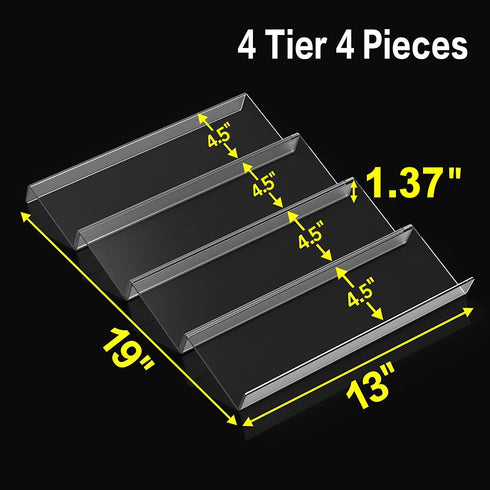 19 x 13 Inches Spice Drawer Organizer, 4 Tier Clear Acrylic Expandable In-Drawer Seasoning Jars Rack for Kitchen