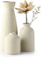 CEMABT Beige Ceramic vase Set-3 Small Flower vases for Decor,Modern Boho Farmhouse