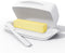 Butter Dishes with Lid for Countertop Refrigerator, Plastic Flip Top Lid Butter Container with Spreader, White