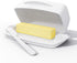 Butter Dishes with Lid for Countertop Refrigerator, Plastic Flip Top Lid Butter Container with Spreader, White