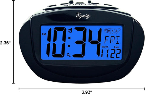 Equity by La Crosse LCD Alarm Clock, Insta-Set, Black, Model 31022