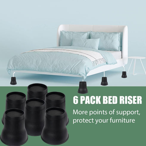 6 Inch, 6 Pack 2200lbs MYMULIKE Bed Risers Heavy Duty Bed Furniture Risers, Lift Up to Round Couch Risers for Sofas