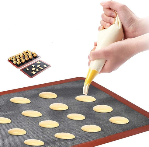 Perforated Silicone Baking Mats, 2 PCS Eclair Mat for Half Sheet, Perfect for Cookies, Macarons, Bread, 11.8"x 15.7"