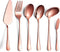 6-Piece Copper Serving Flatware Set, Stainless Steel Utensil Set, Includes Cake Server, Spoons, Fork, Knife