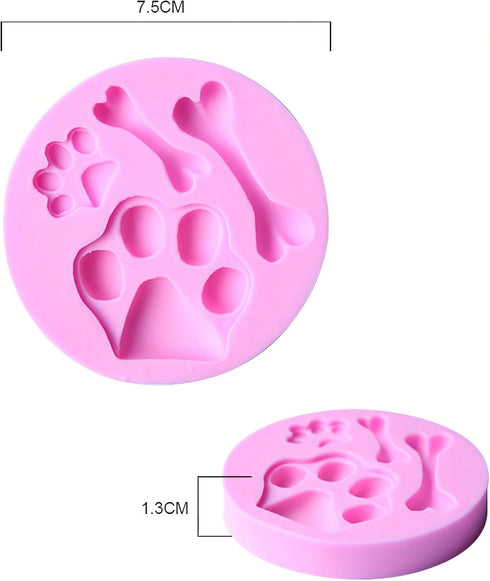 2 Pcs Cat Paw, Dog Paw and Bone Shape Flexible Silicone Molds for Fondant, Candy, Icing, and Chocolate