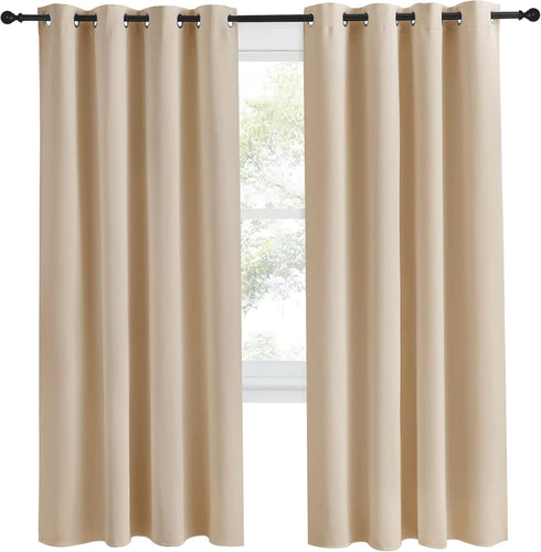 NICETOWN Room Darkening Biscotti Beige Curtain, 55x78 inches, 1 Piece, Modern Design Light Reducing & Privacy Protection Short Window Drape/Drapery for Kid's Room by NICETOWN