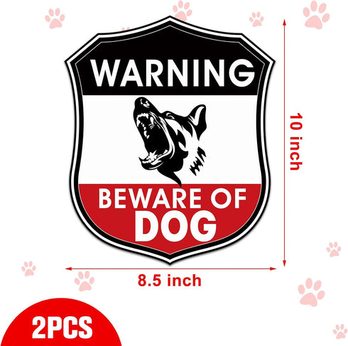 Zonon 2 Pcs Beware of Dog Sign for Fence 10 x 8.5 Inch Reflective Dog Warning Signs Aluminum Warning Sign for Indoor Outdoor Home Business Yard Driveway, UV Protected, Weatherproof, Easy to Mount