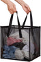 HONOMA Portable & Collapsible Laundry Hamper Bag with Handles - Mesh Basket for Kids Room, Dorm, Travel (Black)