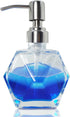 Modern Geometric Shape Clear Glass Soap Dispenser, Lotion Dispenser Bottle with Rust Proof Stainless Steel Pump for